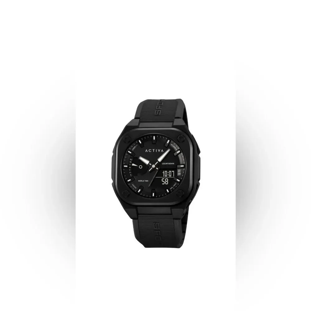 Activa x Invicta Digital Watch 44.8mm Black Chronograph 50M WR New ACW2328